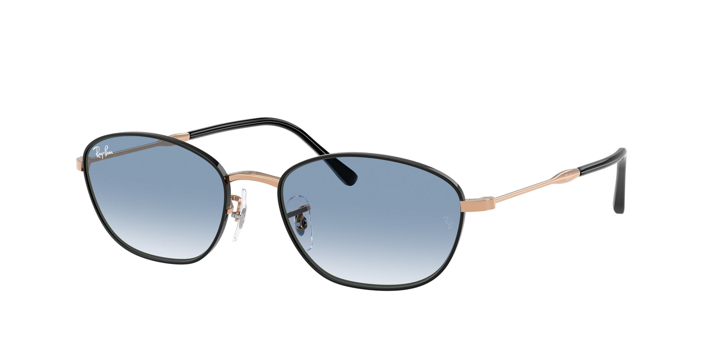 Ray-Ban RB3749 Irregular Sunglasses 92723F-Black On Rosegold 58-145-18 - Color Map Black