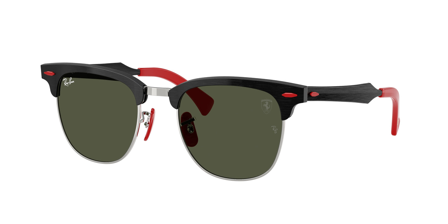 Ray-Ban RB3807M Square Sunglasses F11031-Brushed Black On Silved 51-140-21 - Color Map Silver