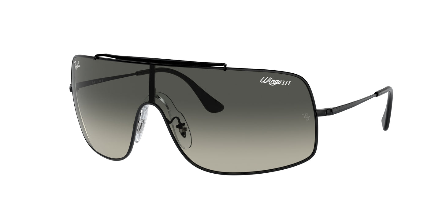 Ray-Ban WINGS III RB3897 Square Sunglasses 002/11-Black 36-130-136 - Color Map Black