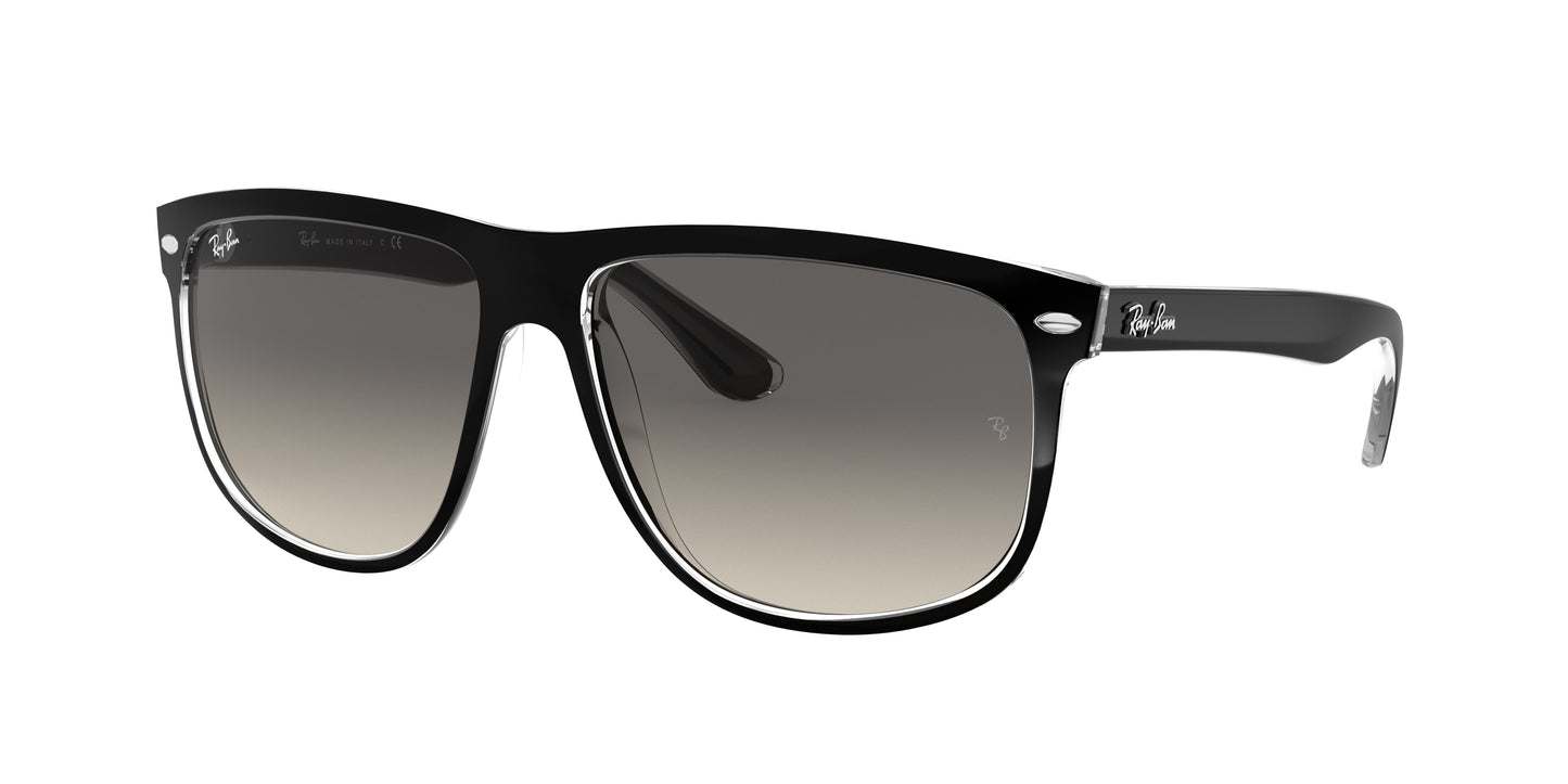 Ray-Ban BOYFRIEND RB4147 Square Sunglasses 603971-Black On Transparent 60-145-15 - Color Map Black