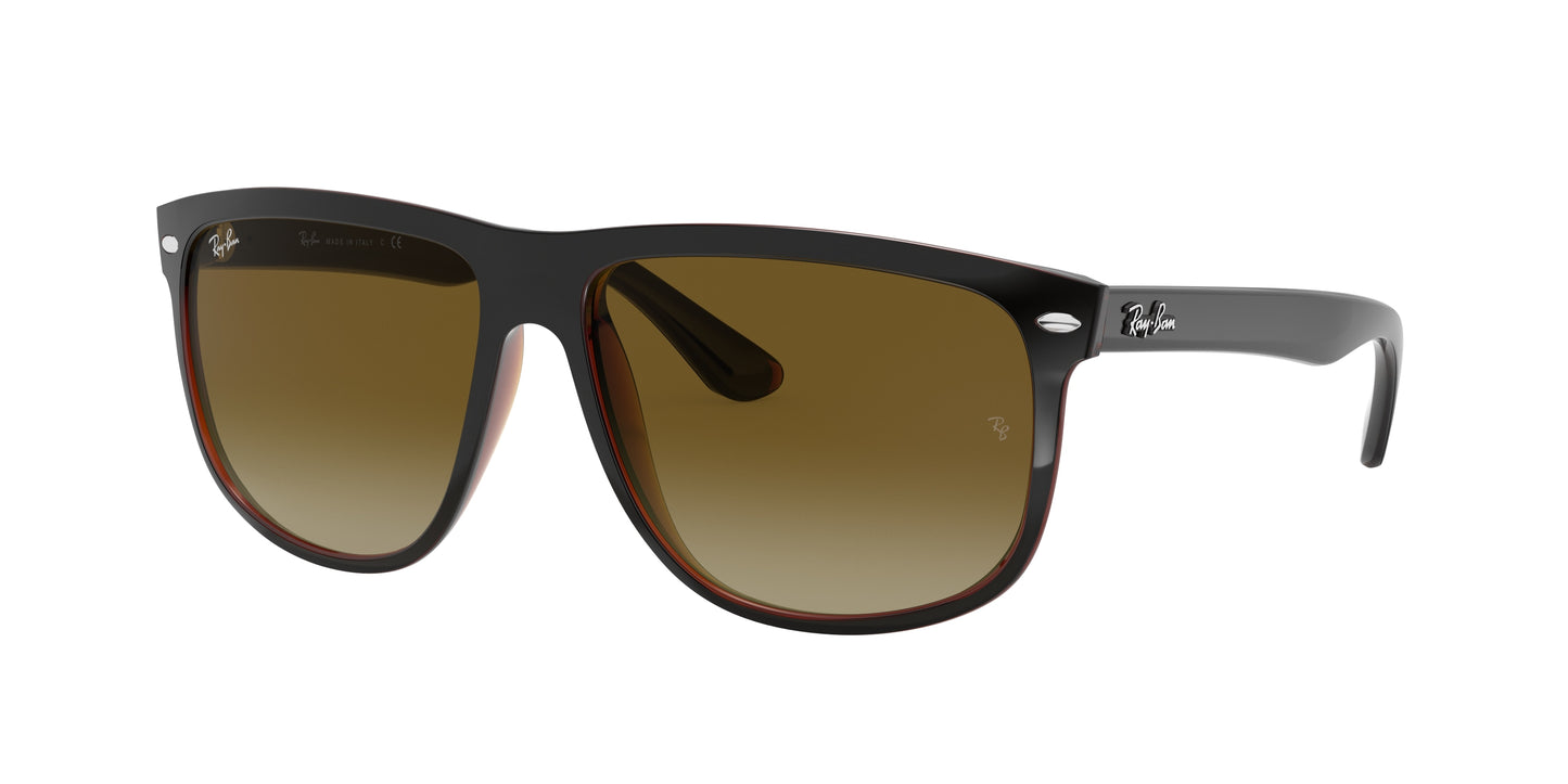 Ray-Ban BOYFRIEND RB4147 Square Sunglasses 609585-Black On Brown 60-145-15 - Color Map Black