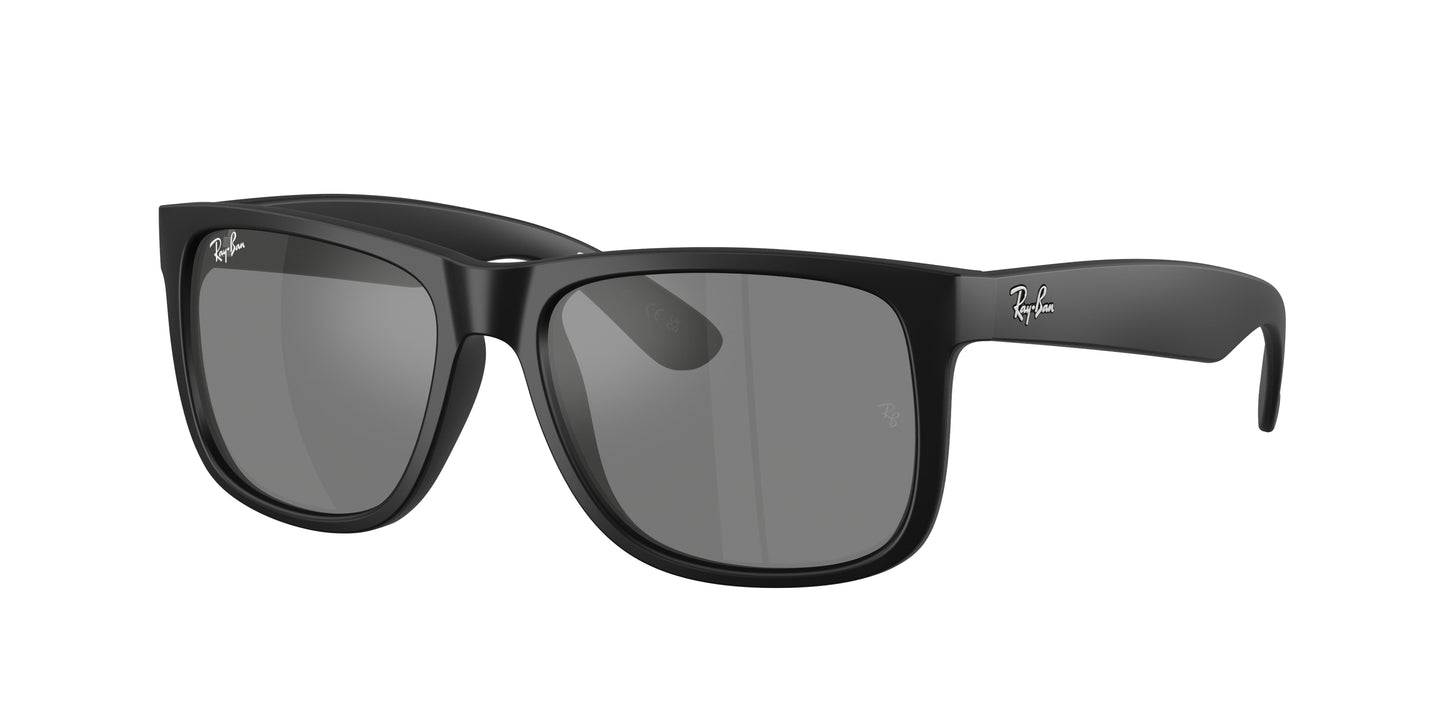 Ray-Ban JUSTIN RB4165F Square Sunglasses 622/6G-Rubber Black 58-140-17 - Color Map Black