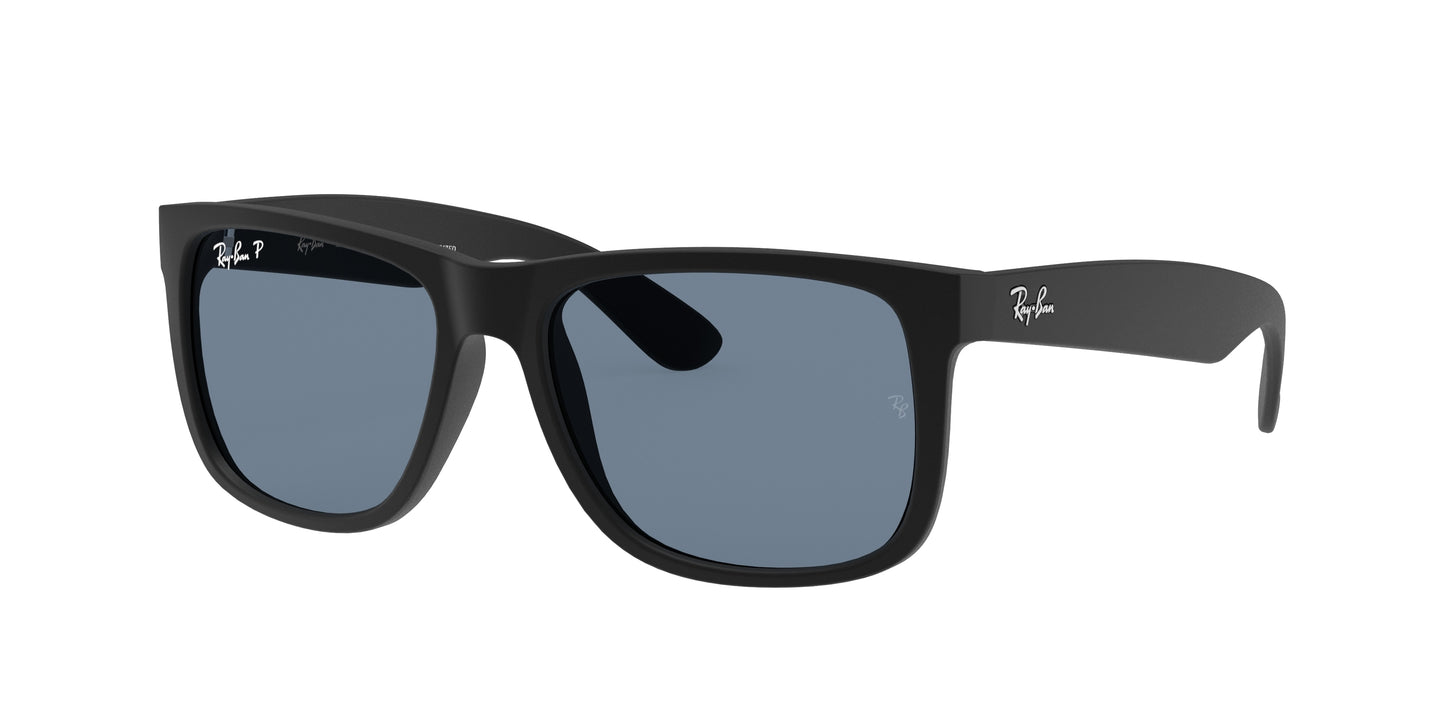 Ray-Ban JUSTIN RB4165 Square Sunglasses 622/2V-Black 54-145-16 - Color Map Black
