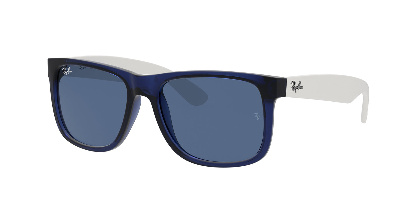 Ray-Ban JUSTIN RB4165 Square Sunglasses 651180-Transparent Blue 54-145-16 - Color Map Blue
