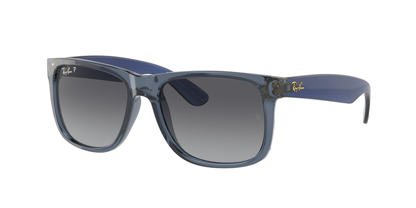 Ray-Ban JUSTIN RB4165 Square Sunglasses 6596T3-Transparent Blue 54-145-16 - Color Map Blue