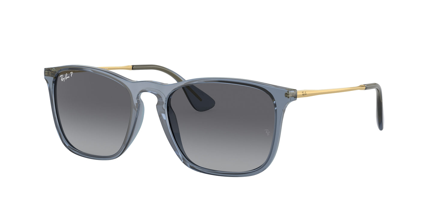 Ray-Ban CHRIS RB4187F Square Sunglasses 6592T3-Transparent Blue 54-145-18 - Color Map Blue