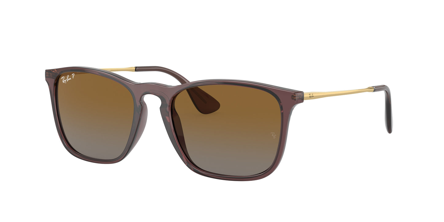 Ray-Ban CHRIS RB4187 Square Sunglasses 6593T5-Transparent Brown 54-145-18 - Color Map Brown