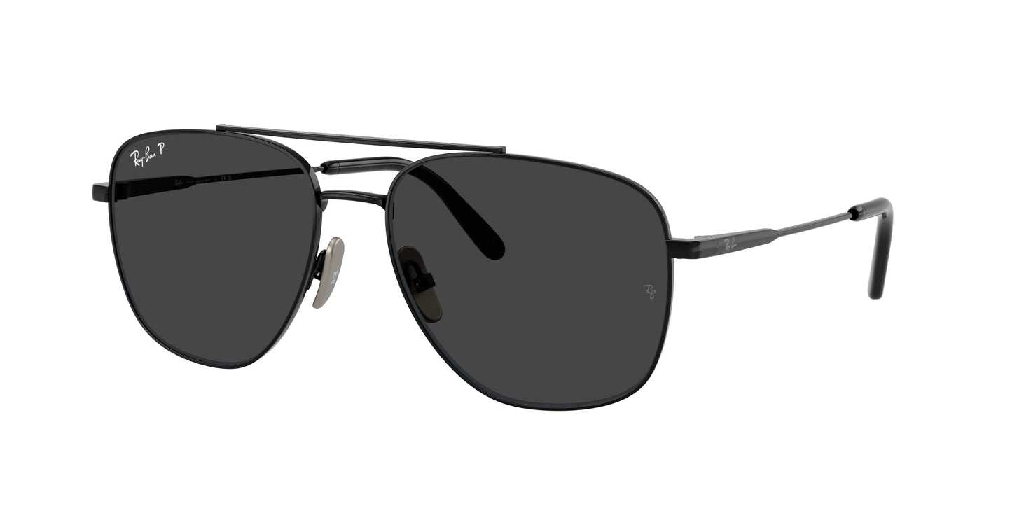 Ray-Ban WILLIAM TITANIUM RB8097 Square Sunglasses 926748-Black 59-145-17 - Color Map Black