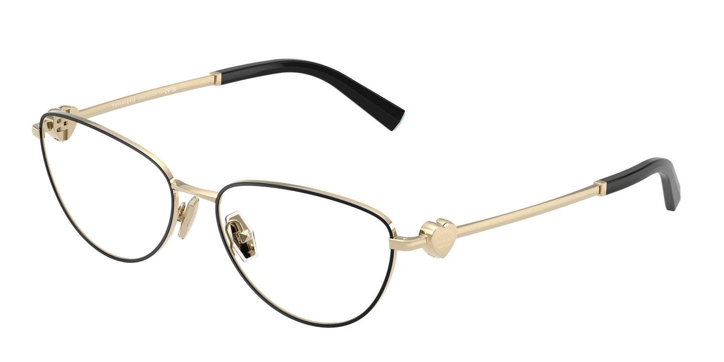 Tiffany TF1164B Oval Eyeglasses  6164-Black On Pale Gold 56-140-16 - Color Map Black
