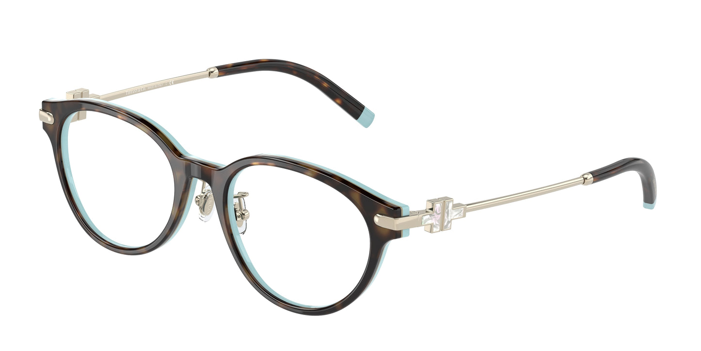 Tiffany TF2218D Oval Eyeglasses 8134-Havana On Tiffany Blue 50-140-18 - Color Map Brown