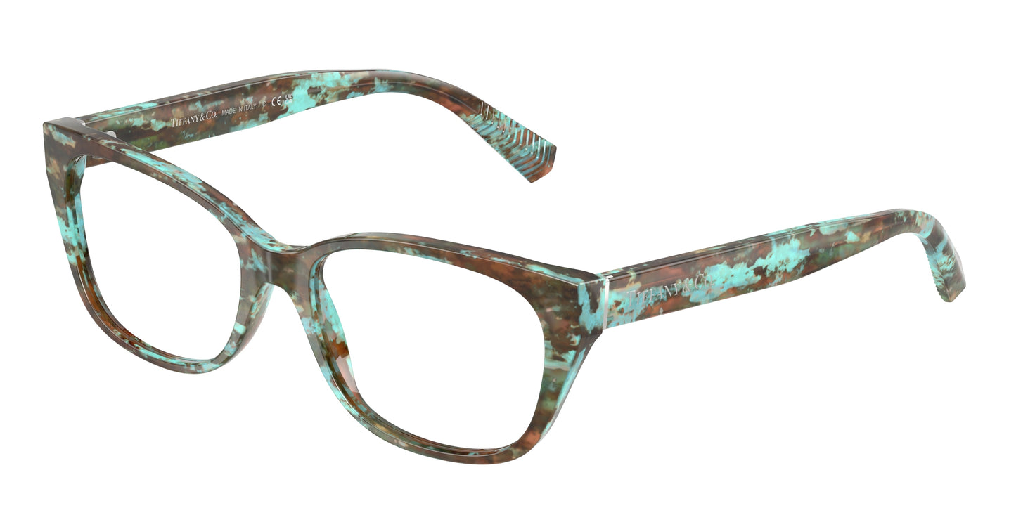 Tiffany TF2261 Pillow Eyeglasses  8422-Havana Tiffany Blue 54-140-17 - Color Map Tortoise
