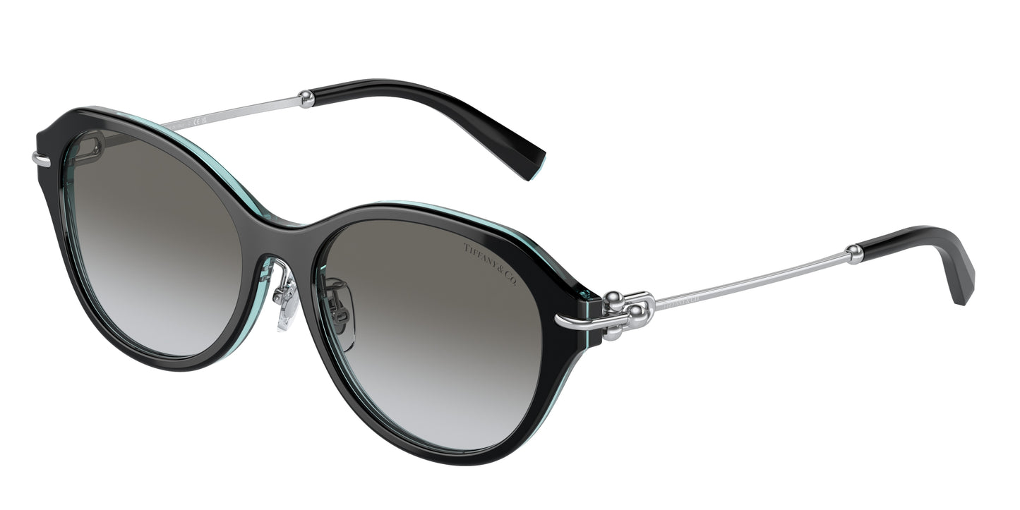 Tiffany TF4210D Oval Sunglasses 82853C-Black On Crystal Tiffany Blue 54-140-17 - Color Map Black
