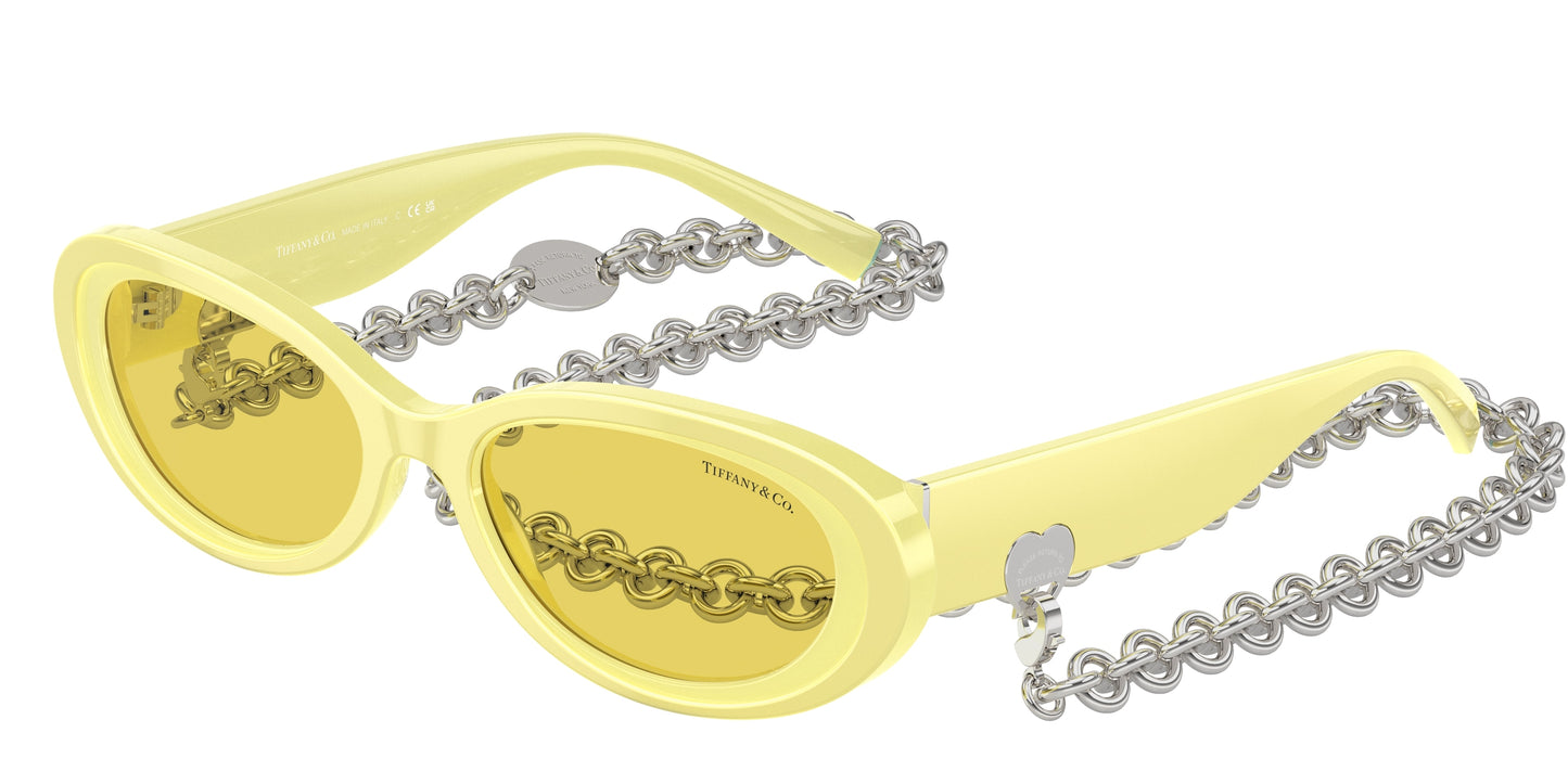 Tiffany TF4221 Oval Sunglasses 841285-Yellow Metallic 54-140-17 - Color Map Yellow