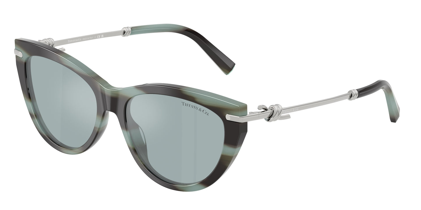 Tiffany TF4253 Cat Eye Sunglasses  84437C-Striped Black Tiffany 55-145-16 - Color Map Tortoise