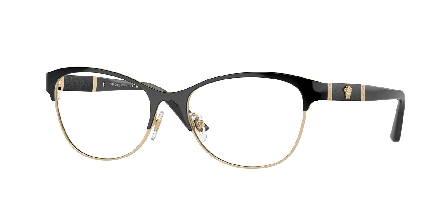 Versace VE1233Q Irregular Eyeglasses 1366-Black/Pale Gold 53-140-17 - Color Map Black