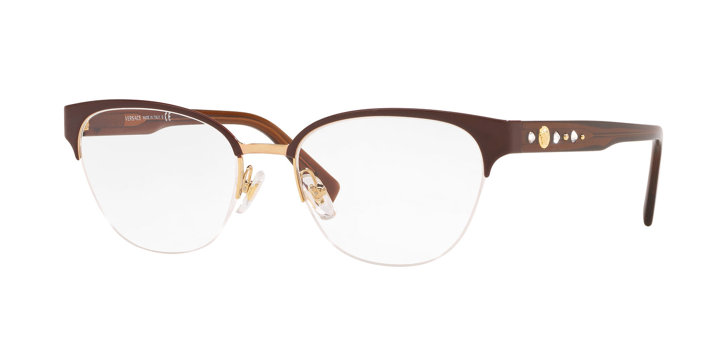 Versace VE1255B Butterfly Eyeglasses 1435-Dark Red/Gold 52-140-18 - Color Map Red