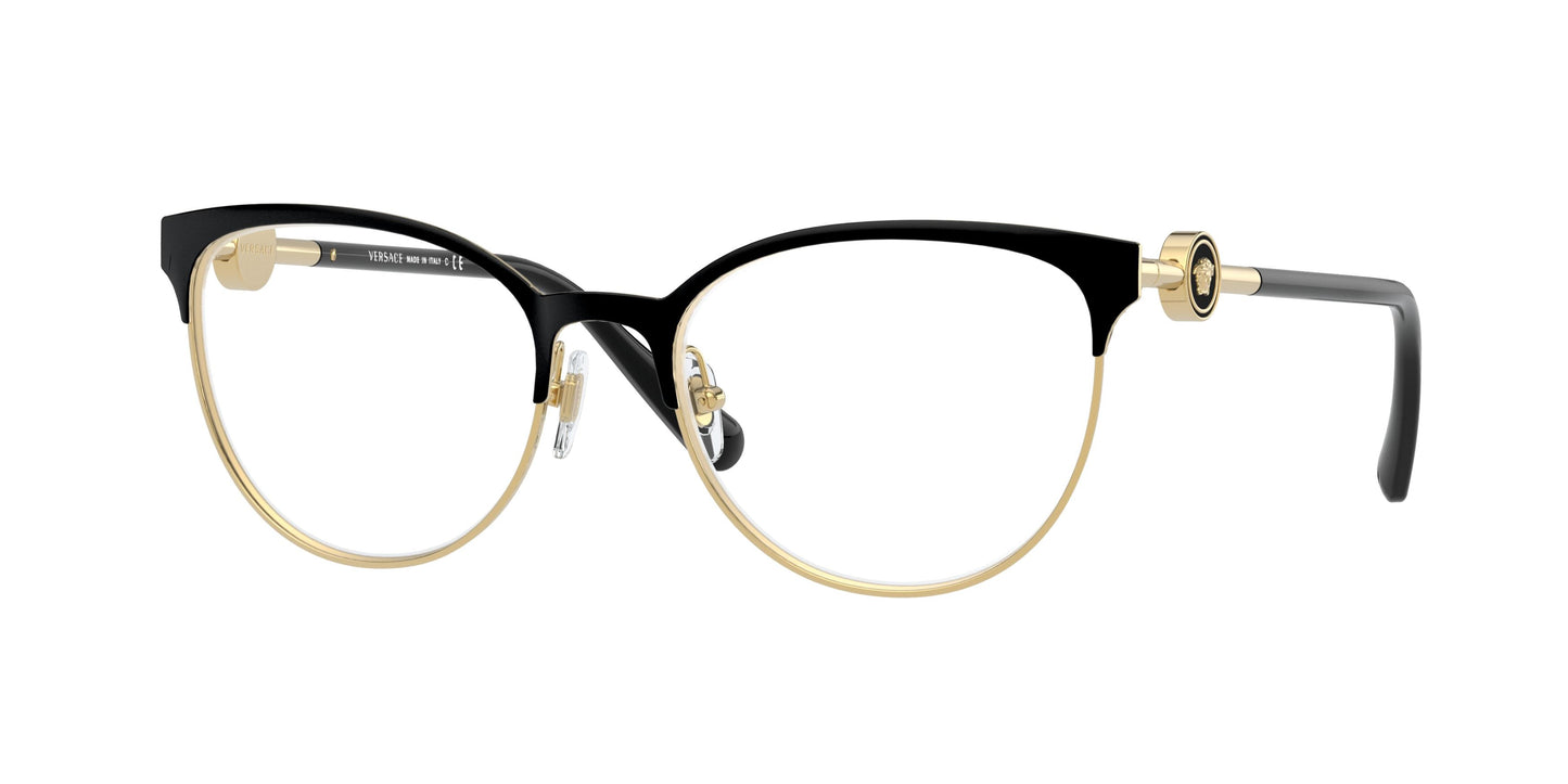 Versace VE1271 Cat Eye Eyeglasses 1433-Black/Gold 54-140-18 - Color Map Black