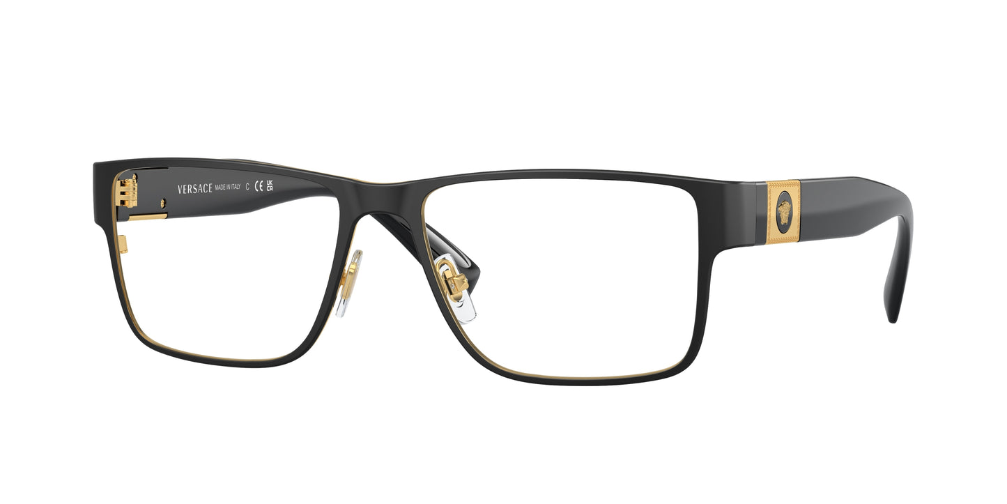Versace VE1274 Rectangle Eyeglasses 1436-Black 57-140-17 - Color Map Black