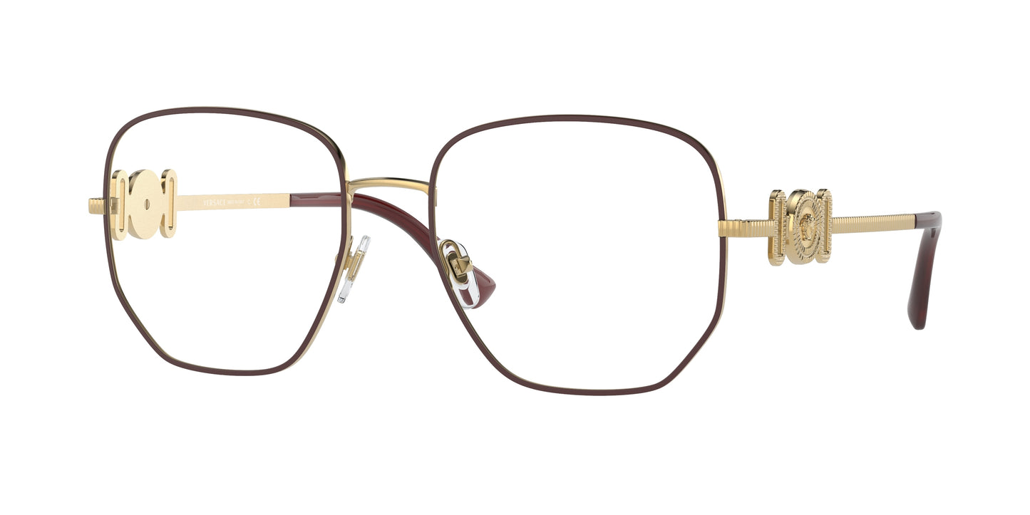 Versace VE1283 Irregular Eyeglasses 1480-Bordeaux/Gold 54-145-18 - Color Map Red