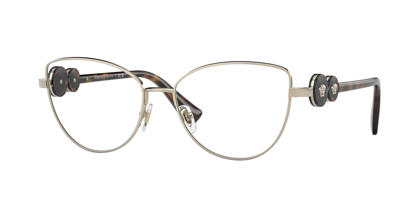 Versace VE1284 Cat Eye Eyeglasses 1489-Light Gold 55-145-16 - Color Map Gold