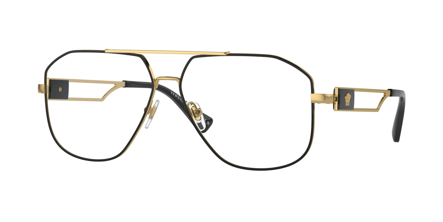 Versace VE1287 Pilot Eyeglasses 1443-Black/Gold 59-145-13 - Color Map Black