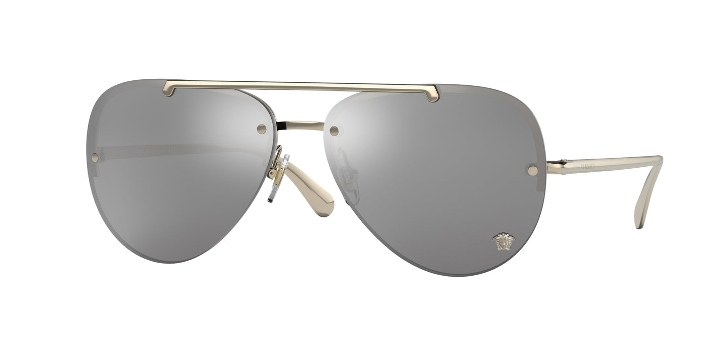 Versace VE2231 Pilot Sunglasses 12526G-Pale Gold 60-140-14 - Color Map Gold