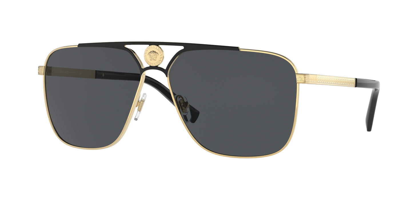 Versace VE2238 Rectangle Sunglasses 143687-Gold/Matte Black 61-140-13 - Color Map Gold
