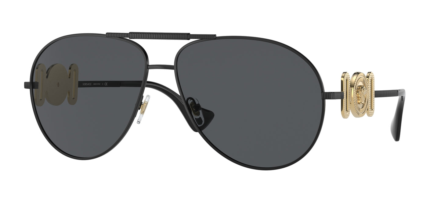 Versace VE2249 Pilot Sunglasses 126187-Matte Black 65-145-14 - Color Map Black