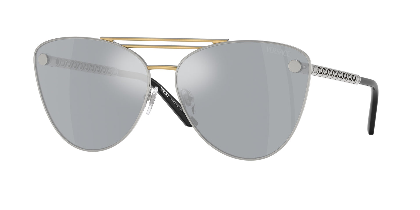 Versace VE2267 Cat Eye Sunglasses 15141U-Silver/Gold 64-140-14 - Color Map Silver