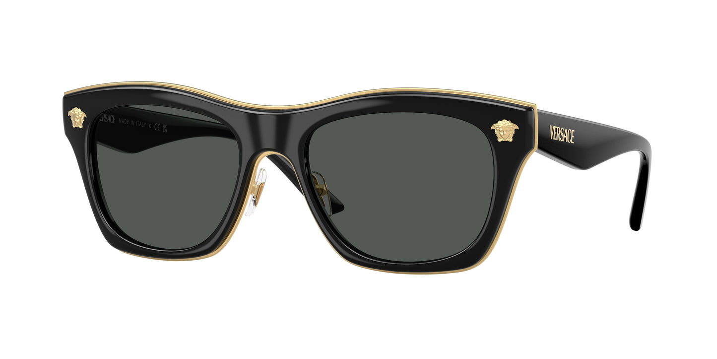 Versace VE2272 Rectangle Sunglasses GB1/87-Black 53-145-18 - Color Map Black