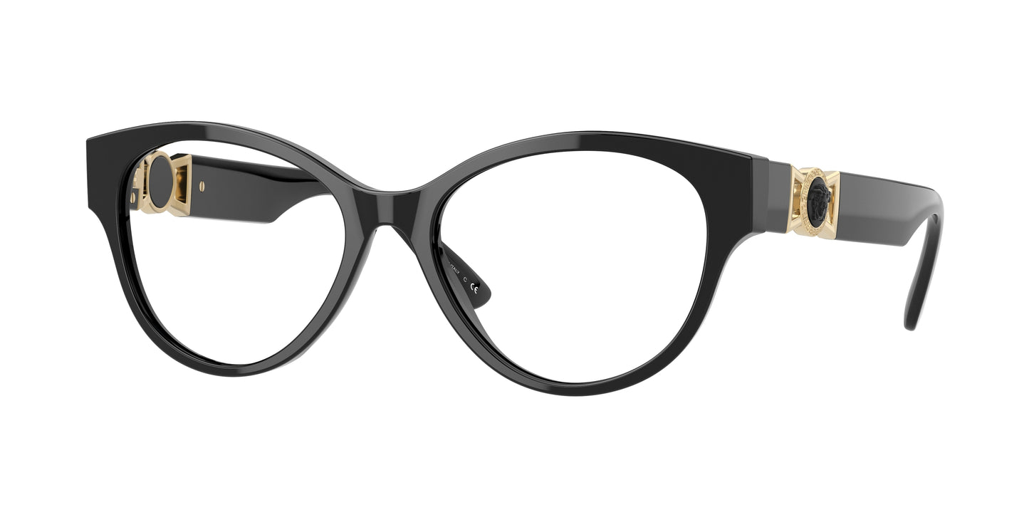 Versace VE3313 Round Eyeglasses GB1-Black 54-145-17 - Color Map Black