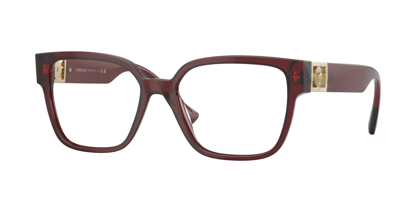 Versace VE3329B Square Eyeglasses 5385-Red 52-145-17 - Color Map Red