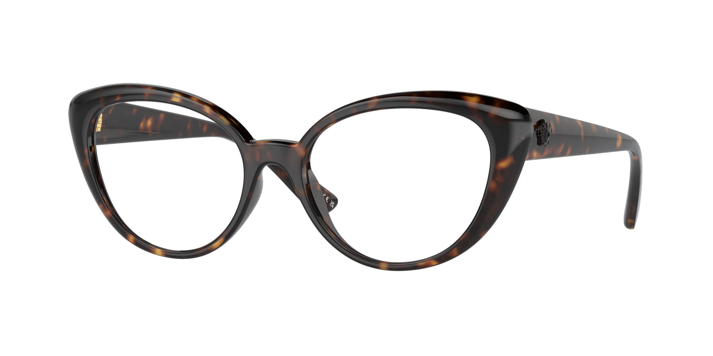 Versace VE3349U Oval Eyeglasses 108-Havana 53-140-17 - Color Map Tortoise