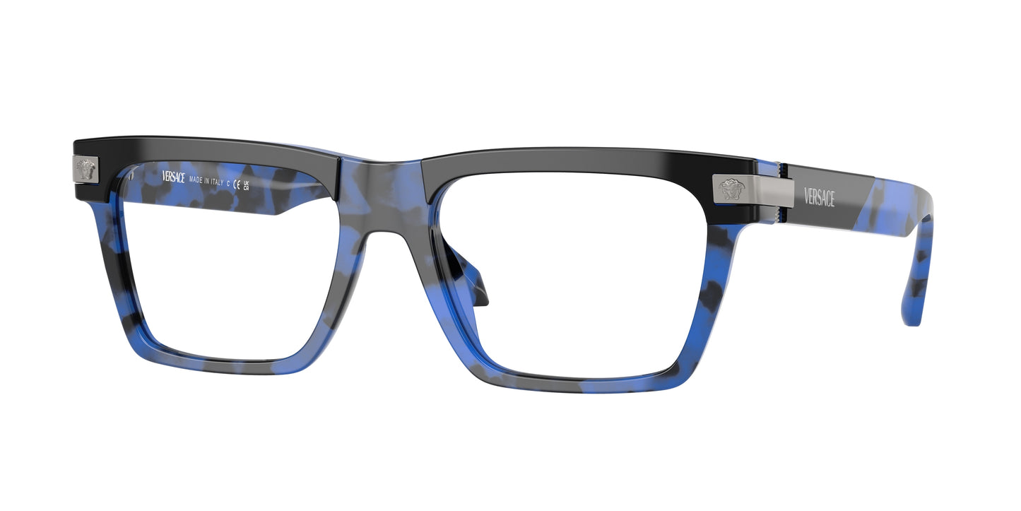 Versace VE3354 Rectangle Eyeglasses 5460-Top Black/Havana Blue 55-145-18 - Color Map Black