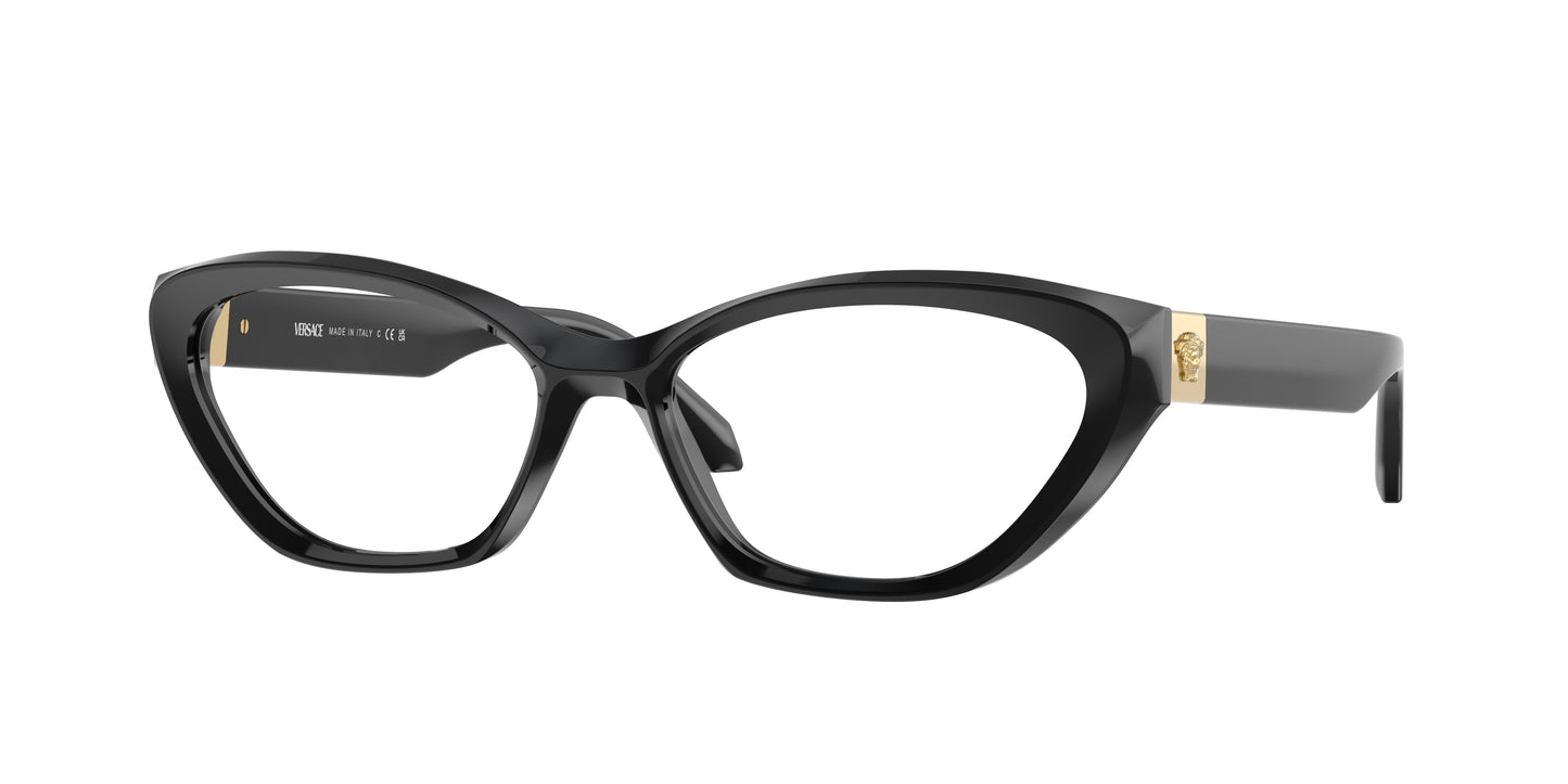 Versace VE3356 Cat Eye Eyeglasses GB1-Black 55-140-16 - Color Map Black