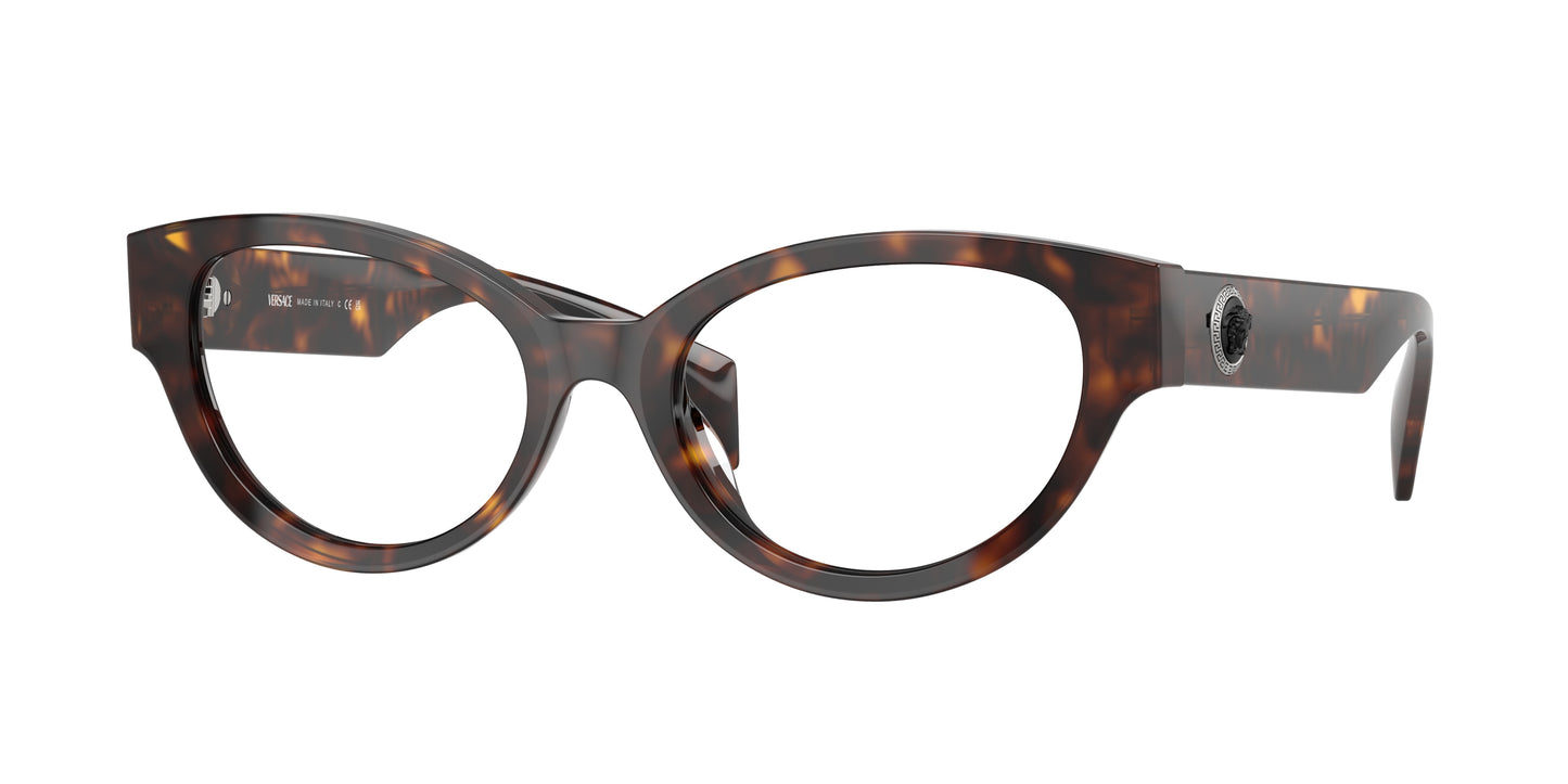 Versace VE3361U Cat Eye Eyeglasses 108-Havana 53-140-19 - Color Map Tortoise
