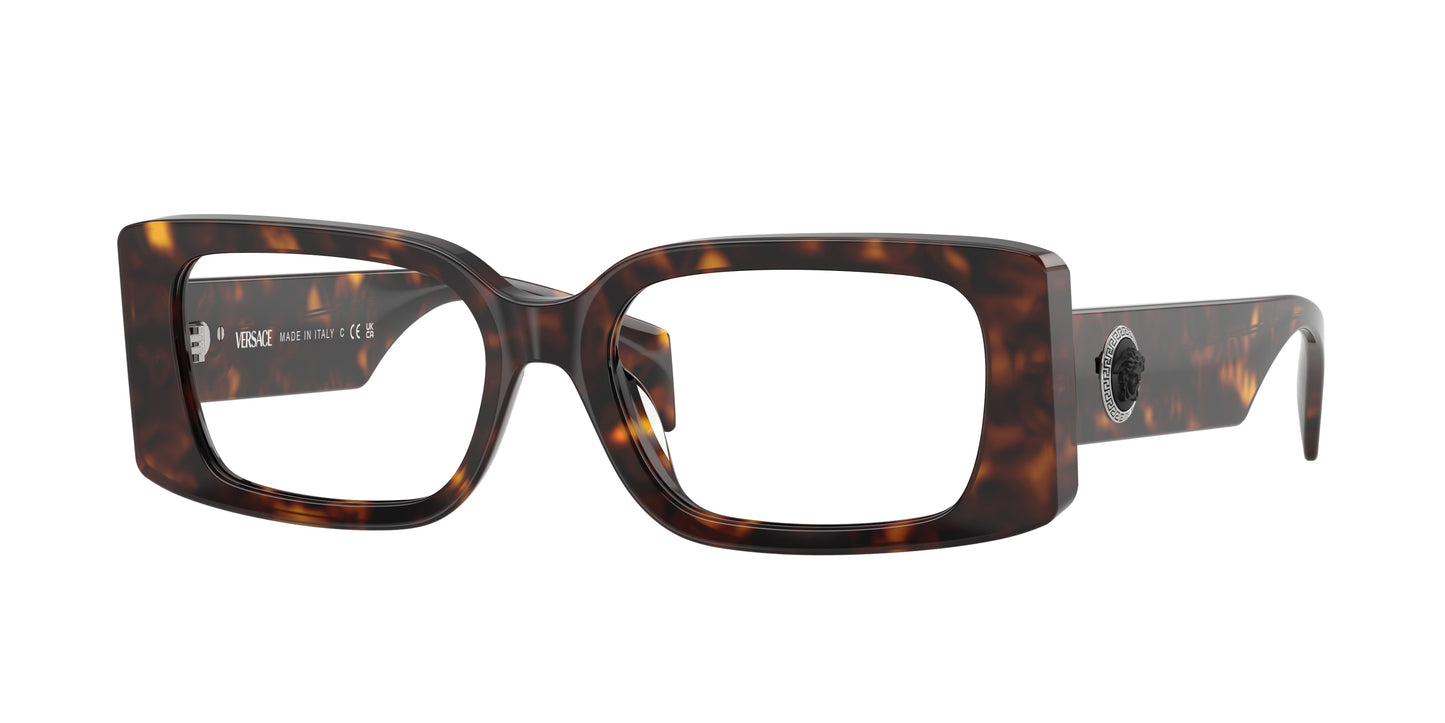 Versace VE3362U Rectangle Eyeglasses 108-Havana 52-140-17 - Color Map Tortoise