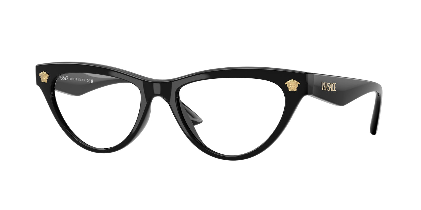 Versace VE3364U Cat Eye Eyeglasses GB1-Black 52-145-17 - Color Map Black