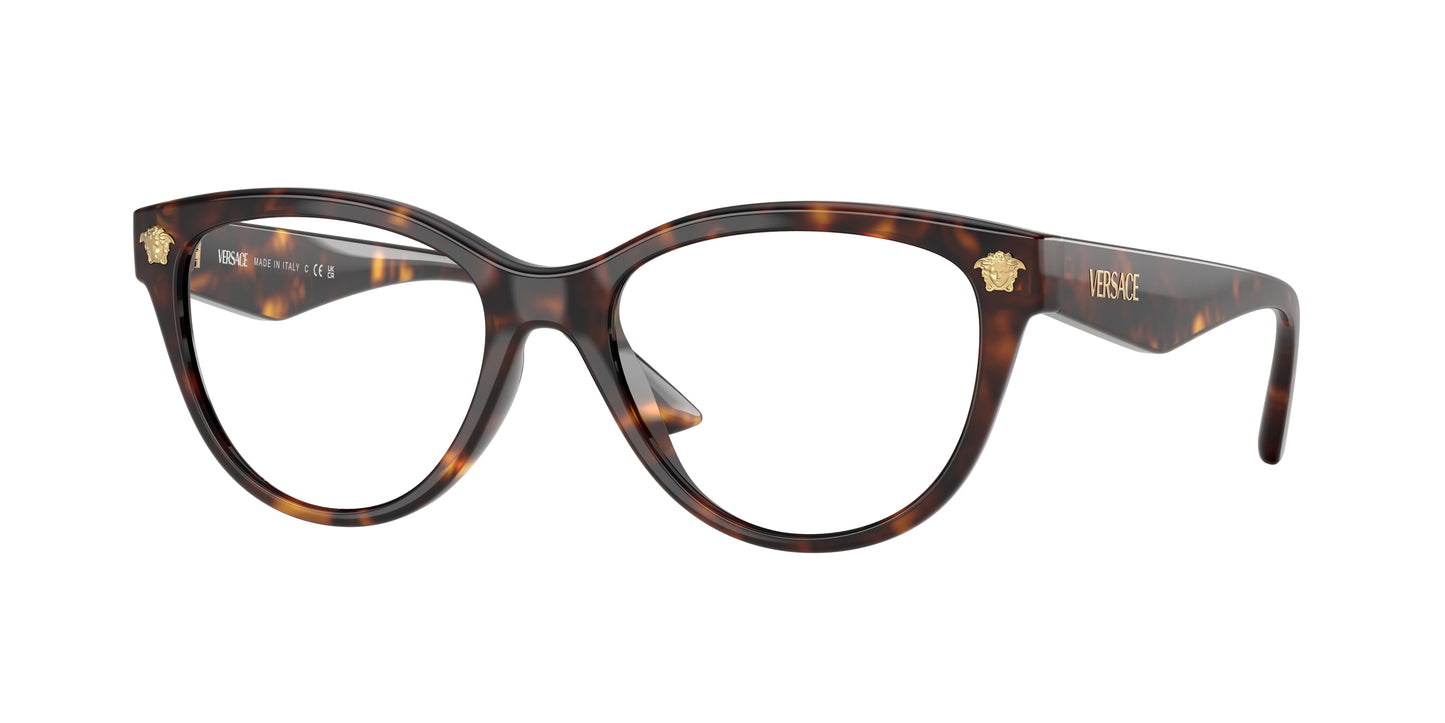 Versace VE3365U Cat Eye Eyeglasses 108-Havana 54-145-17 - Color Map Tortoise