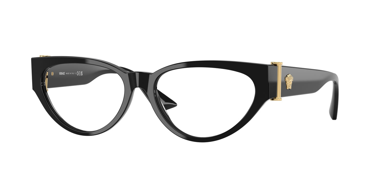 Versace VE3366 Cat Eye Eyeglasses GB1-Black 55-140-16 - Color Map Black