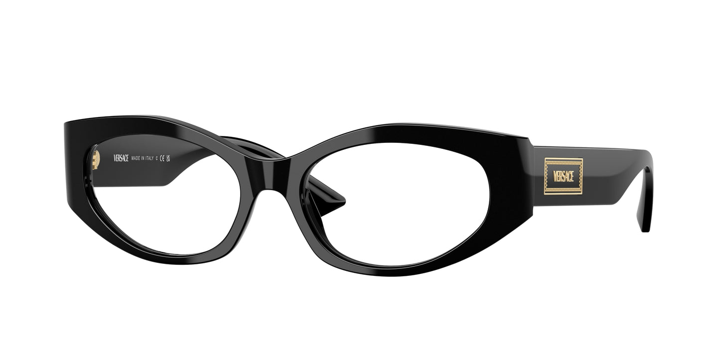 Versace VE3369F Irregular Eyeglasses GB1-Black 53-140-17 - Color Map Black