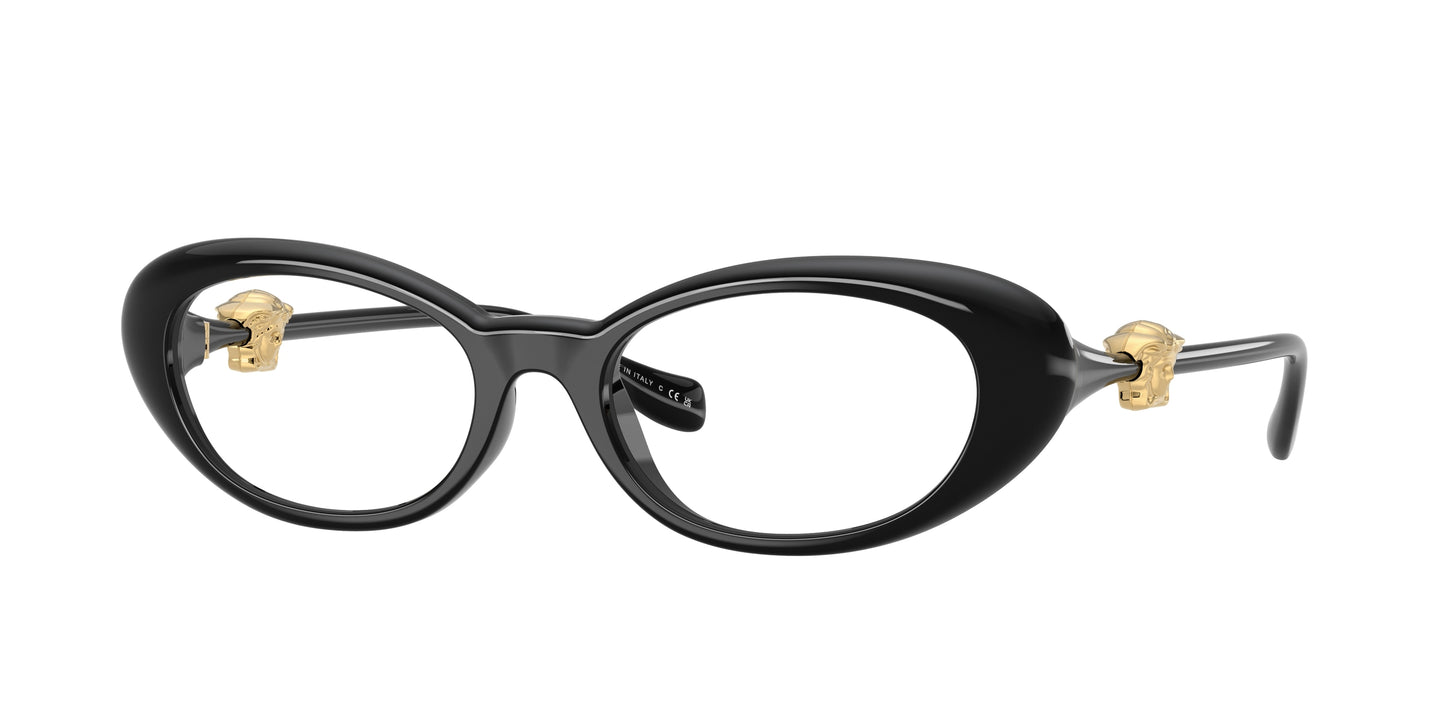 Versace VE3381U Oval Eyeglasses GB1-Black 52-140-18 - Color Map Black