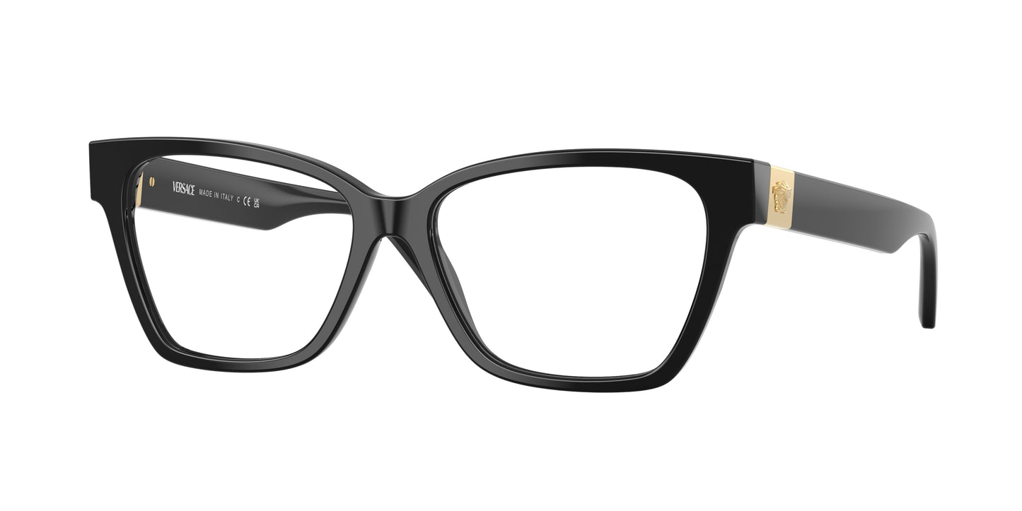 Versace VE3382 Cat Eye Eyeglasses GB1-Black 55-140-15 - Color Map Black