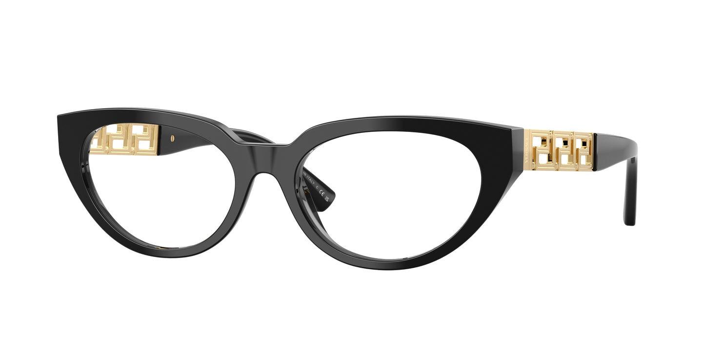 Versace VE3383 Cat Eye Eyeglasses GB1-Black 54-140-17 - Color Map Black