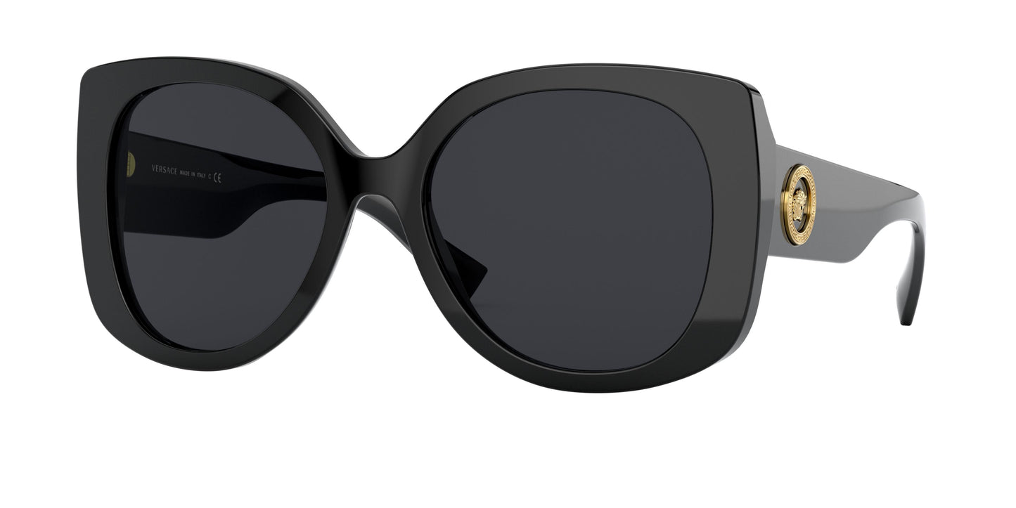 Versace VE4387F Rectangle Sunglasses GB1/87-Black 56-140-19 - Color Map Black