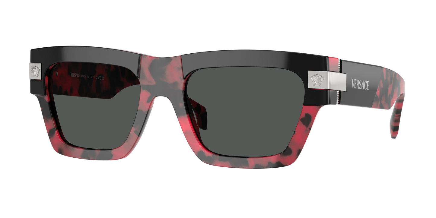 Versace VE4464 Rectangle Sunglasses 545787-Top Black/Red Havana 52-145-20 - Color Map Black
