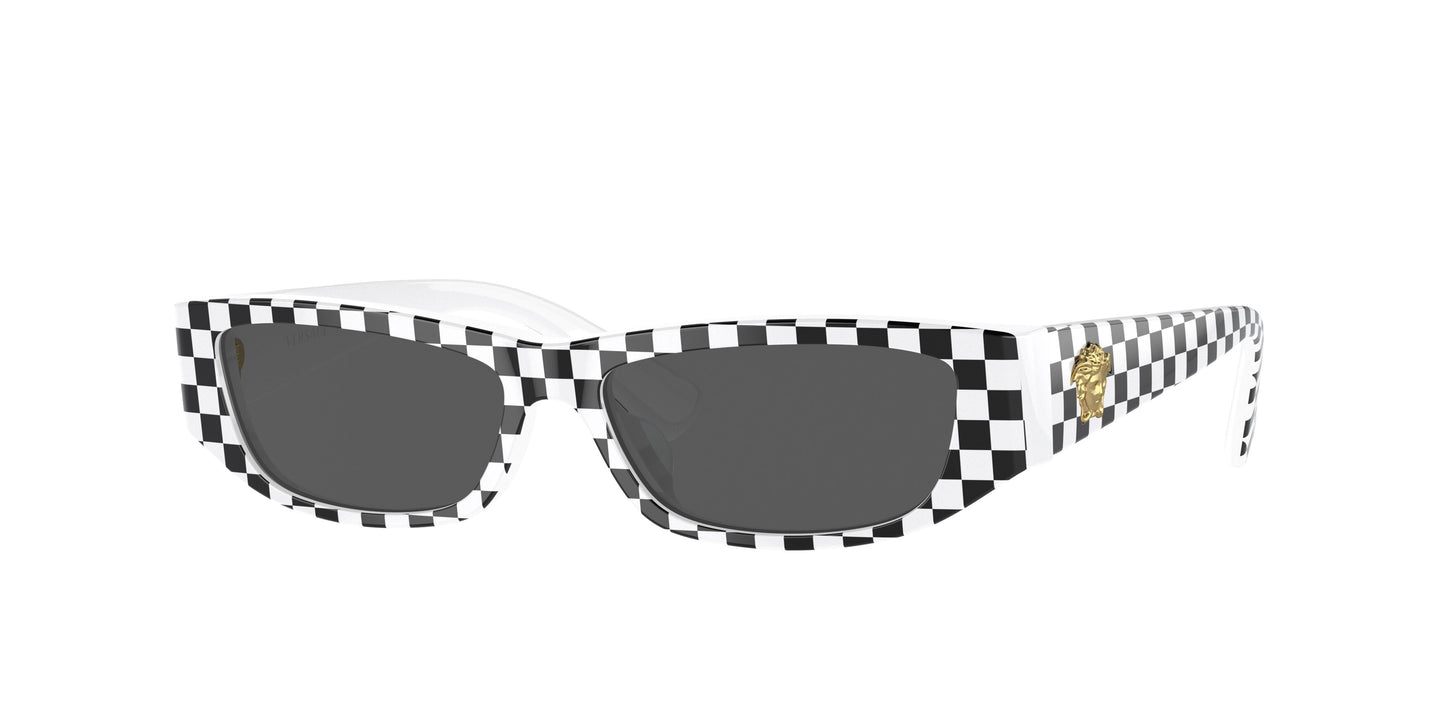 Versace Kids VK4002U Rectangle Sunglasses 540187-White/Black Chess 50-130-13 - Color Map White