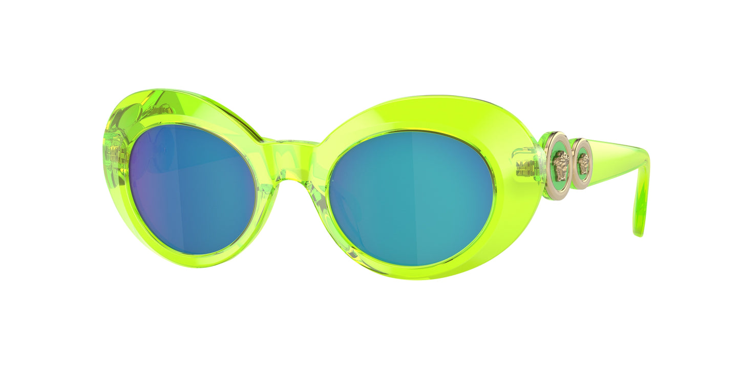 Versace Kids VK4428U Oval Sunglasses 537125-Transparent Fluo Green 45-130-20 - Color Map Green