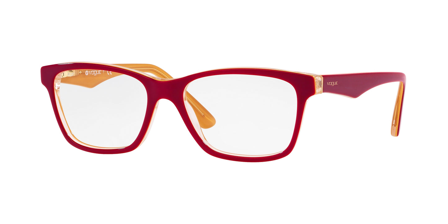 Vogue VO2787 Square Eyeglasses 2772-Bordeaux/Yellow/Transparent 53-140-16 - Color Map Red