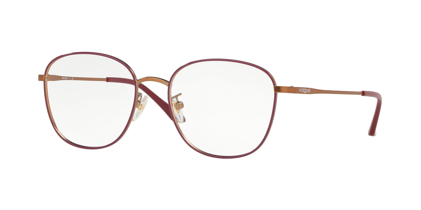 Vogue VO4124D Square Eyeglasses 5089-Top Bordeaux/Matte Rose Gold 52-140-17 - Color Map Red